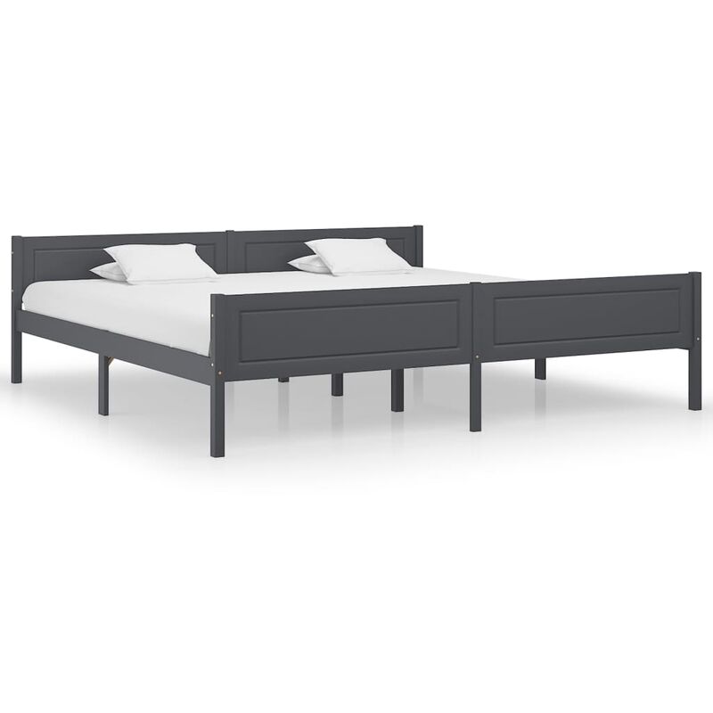 

estructura de cama de madera maciza de pino gris 200x200 cm - Rogal