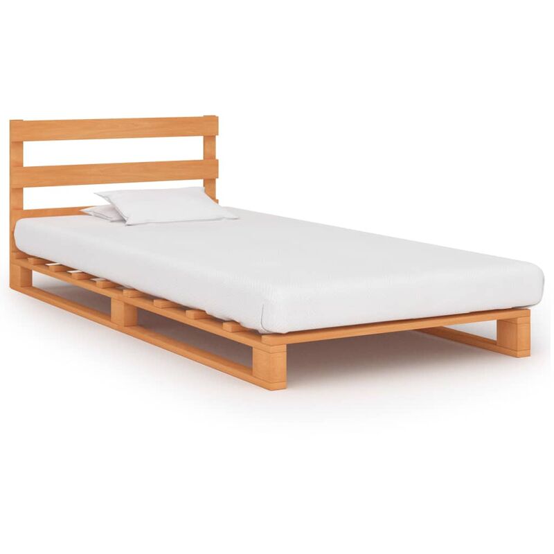 

estructura de cama de palés madera maciza pino marrón 100x200cm - Rogal