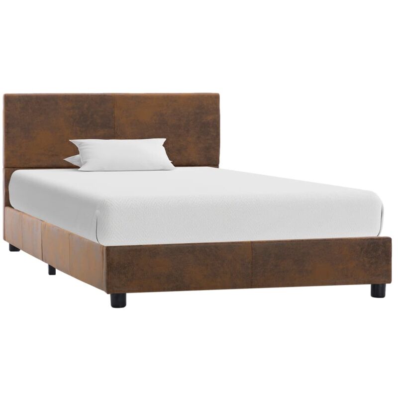 

estructura de cama de piel de ante artificial marrón 90x200 cm - Rogal