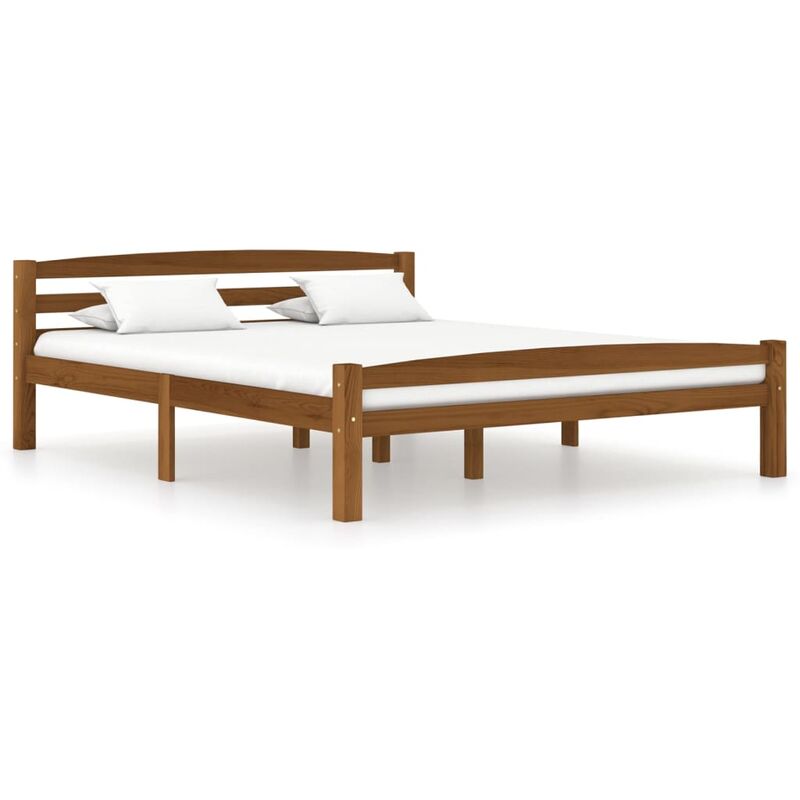 

estructura de cama madera maciza pino marrón miel 160x200 cm - Rogal