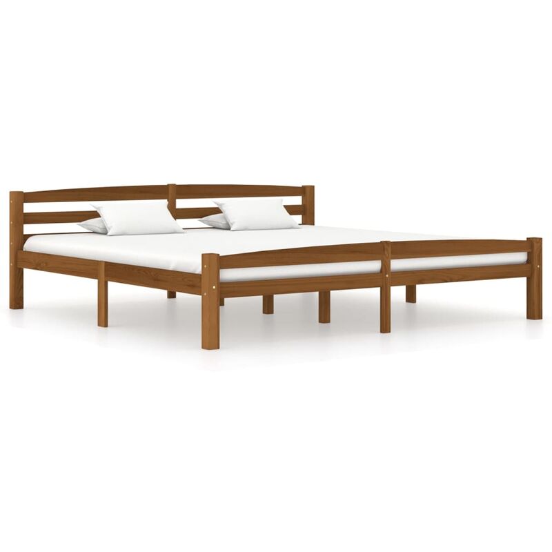 

estructura de cama madera maciza pino marrón miel 180x200 cm - Rogal