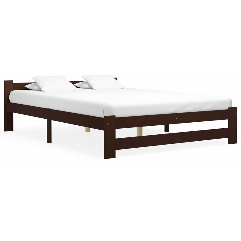 

estructura de cama madera maciza pino marrón oscuro 160x200 cm - Rogal