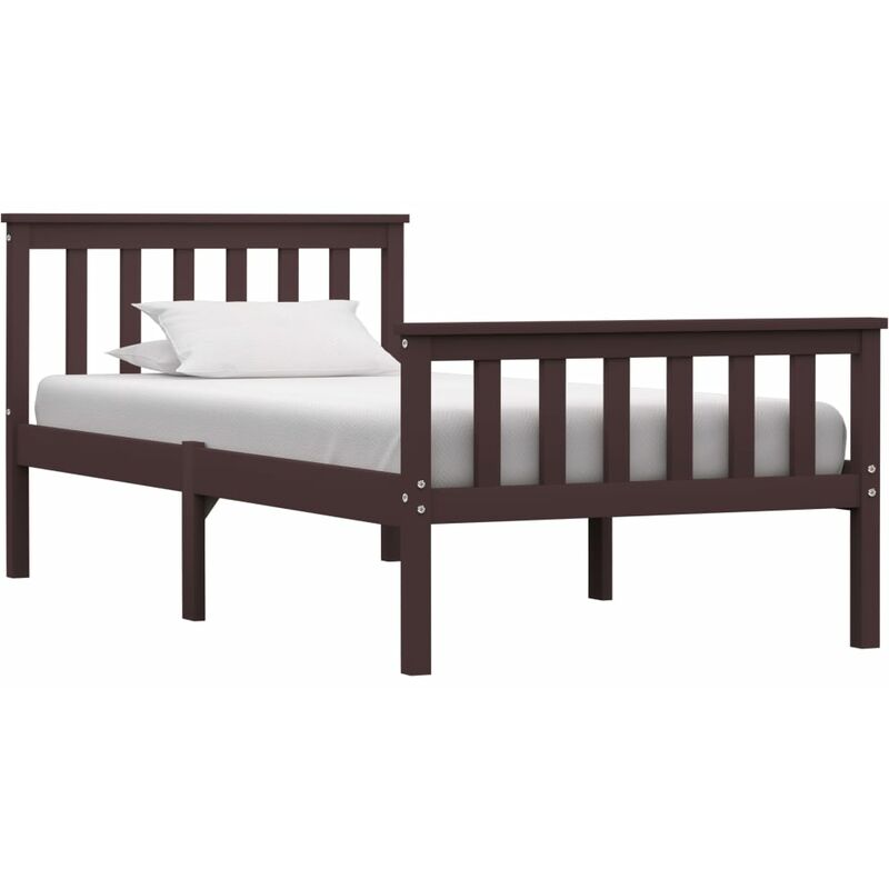 

estructura de cama madera maciza pino marrón oscuro 90x200 cm - Rogal