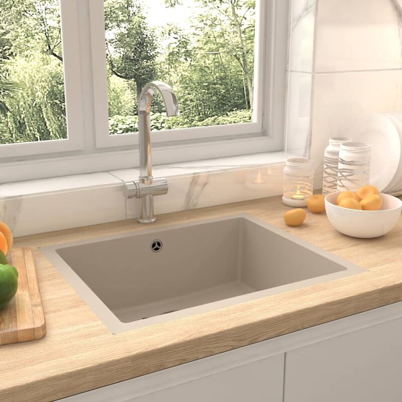 

fregadero de cocina con rebosadero granito beige - Rogal