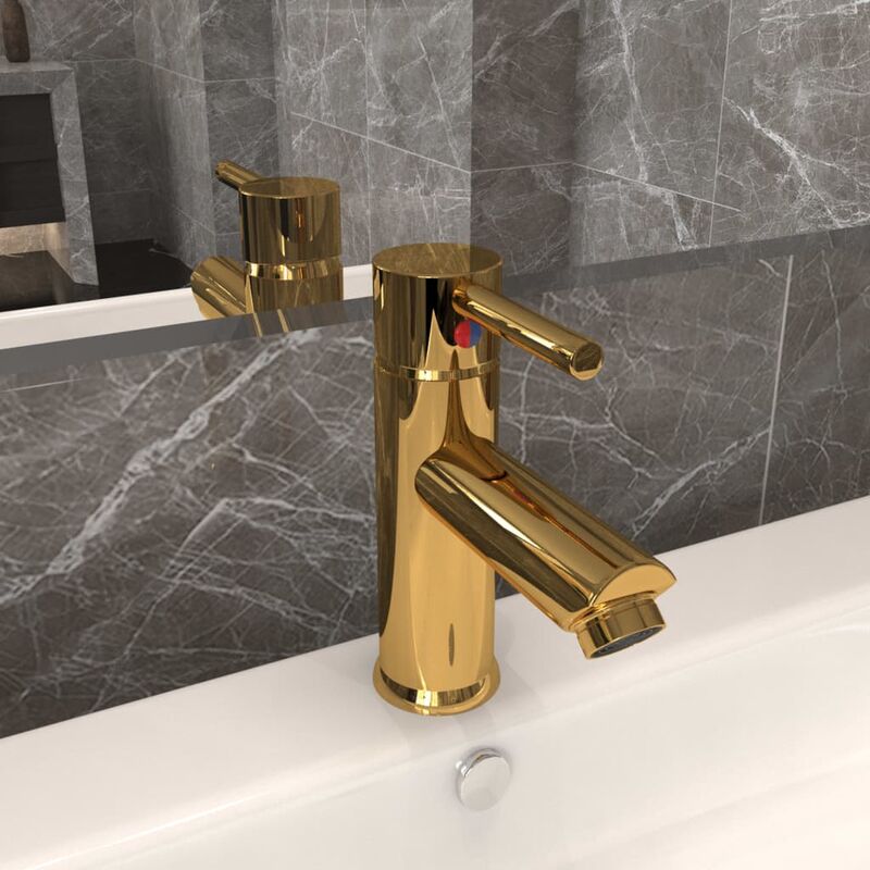 

Rogal - grifo para lavabo de baño acabado dorado 130x176 mm