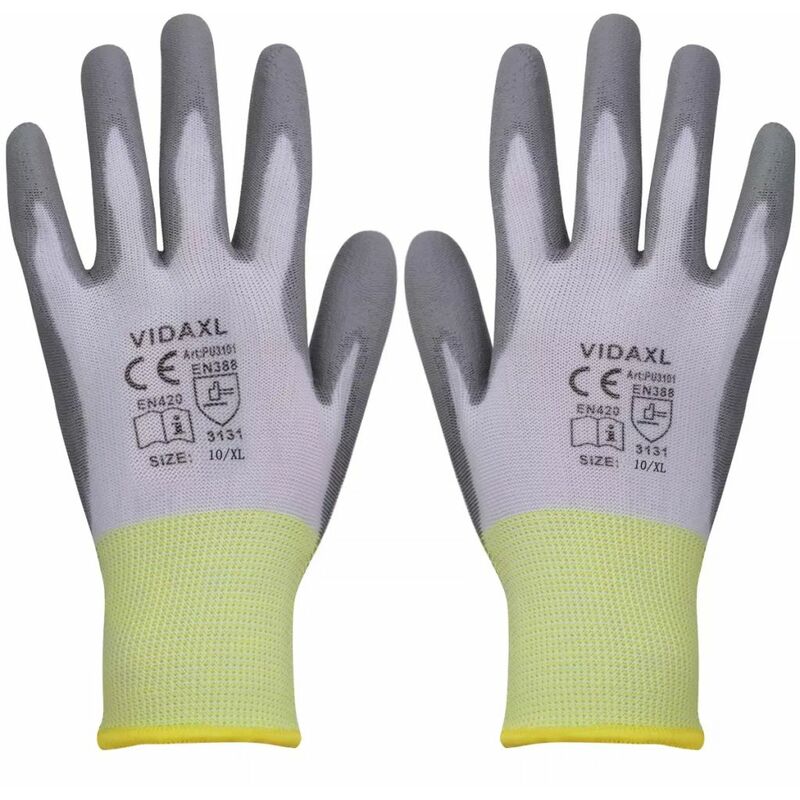 

Rogal guantes de trabajo de pu 24 pares blanco y gris talla 10/xl Rogal