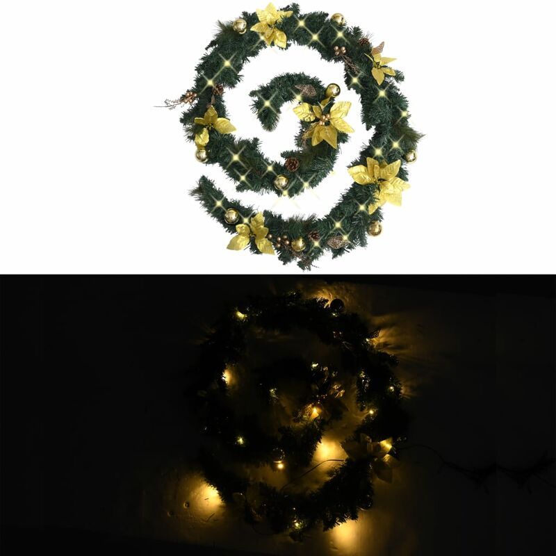 

guirnalda de navidad con luces led pvc verde 2,7 m - Rogal