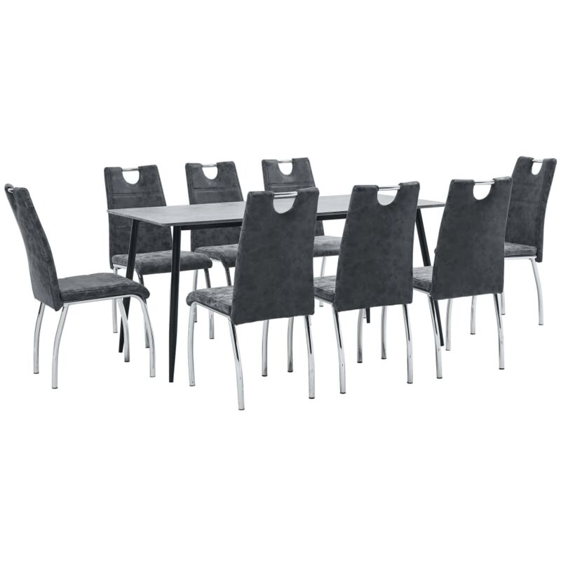 

vidaXL Juego de Comedor Cuero Sintético 9 Piezas Negro - Negro