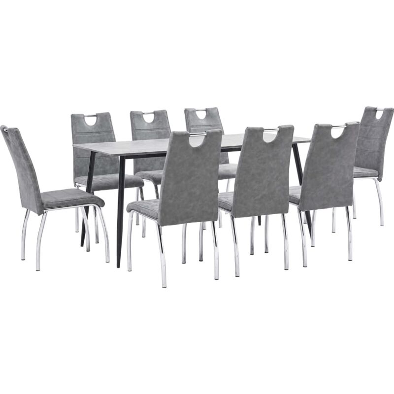 

vidaXL Juego de Comedor Cuero Sintético 9 Piezas Gris - Gris