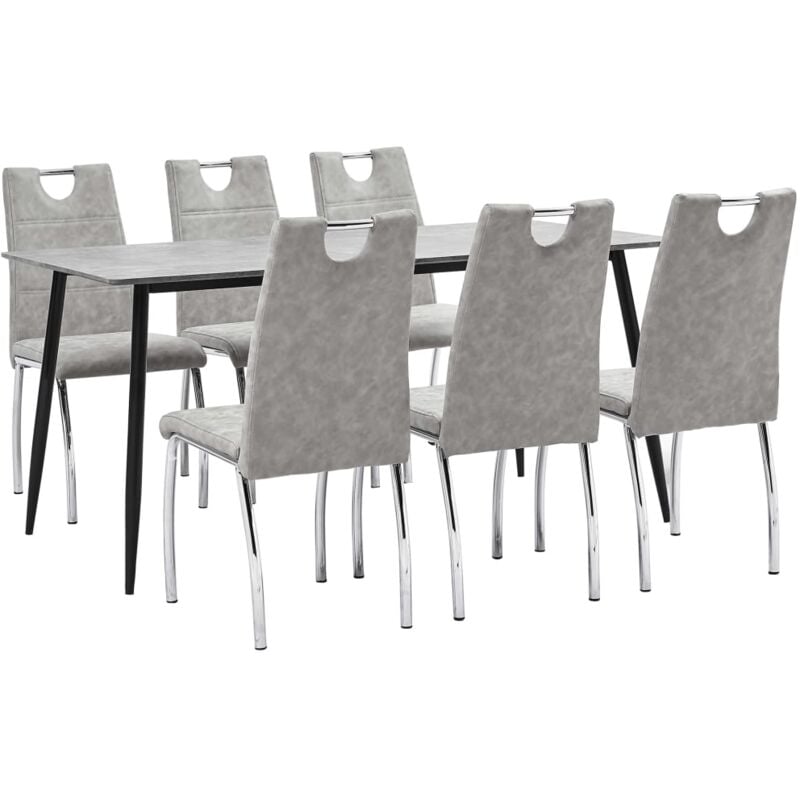 

vidaXL Juego de Comedor Cuero Sintético 7 Piezas Gris Claro - Gris