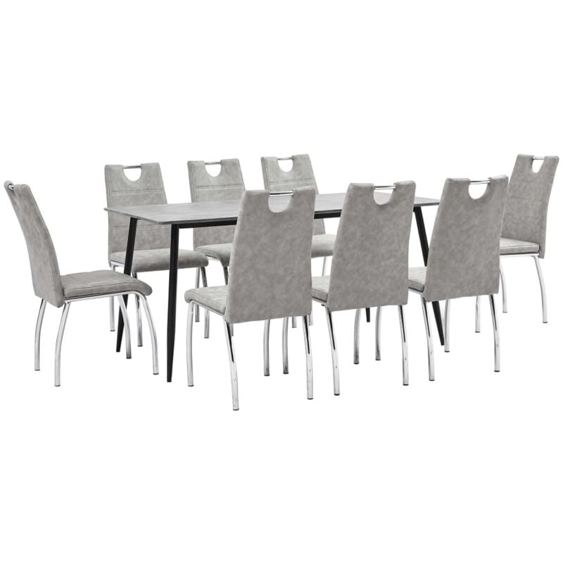 

vidaXL Juego de Comedor Cuero Sintético 9 Piezas Gris Claro - Gris