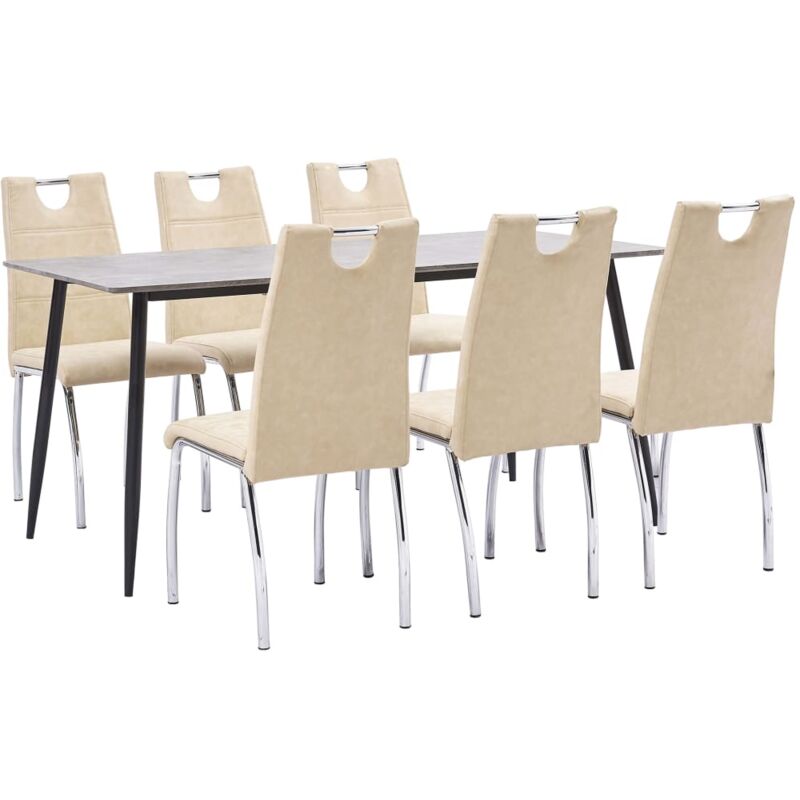 

vidaXL Juego de Comedor Cuero Sintético 7 Piezas Crema - Crema