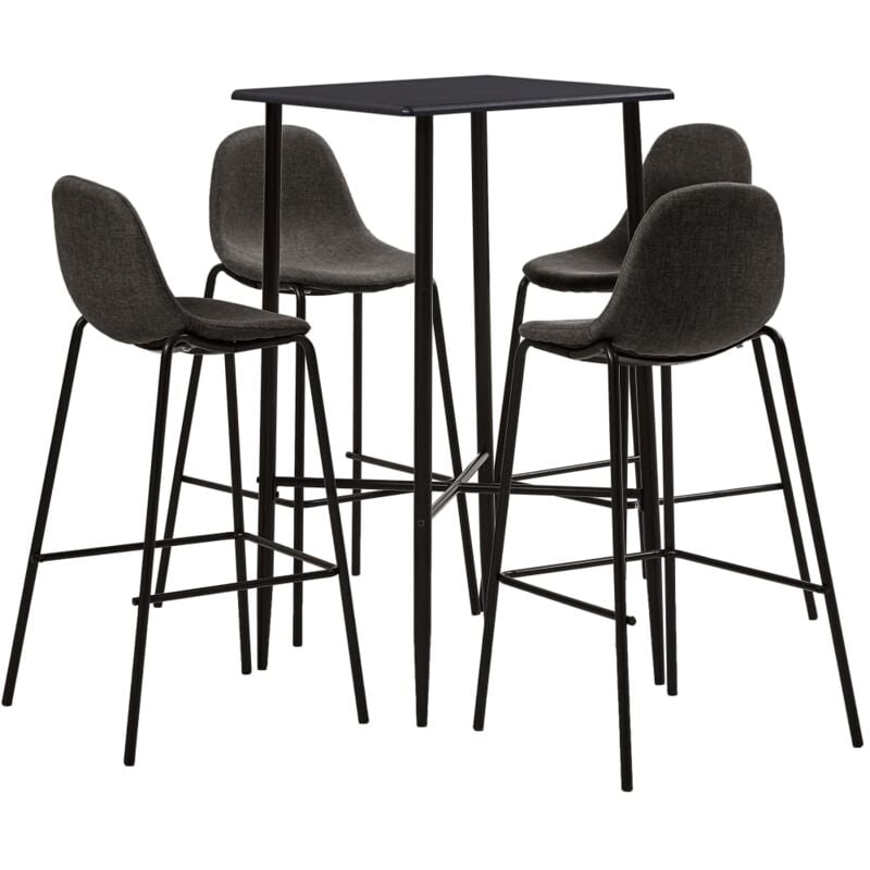 

Juego de Mesa Alta y Taburetes Tela 5 Piezas Gris Oscuro - Gris - Vidaxl