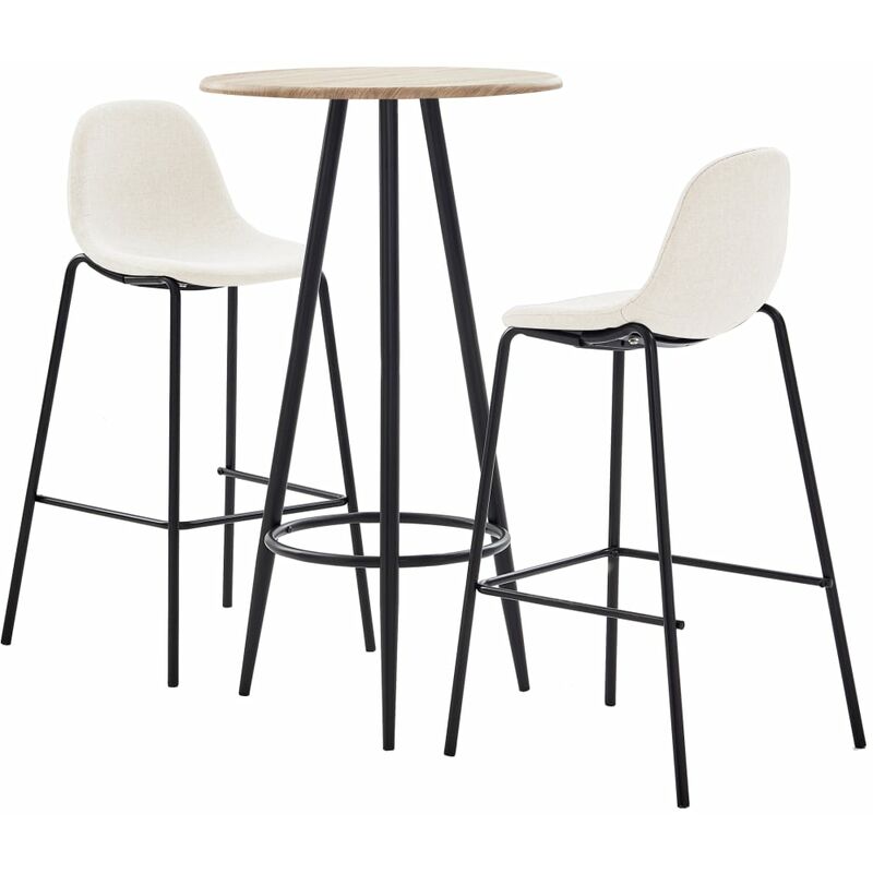 

Juego de Mesa Alta y Taburetes Tela 3 Piezas Crema - Crema - Vidaxl