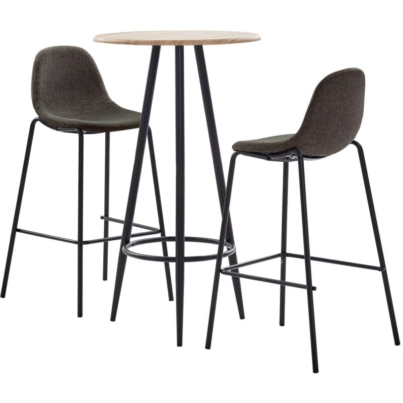 

Juego de Mesa Alta y Taburetes Tela 3 Piezas Gris Oscuro - Gris - Vidaxl