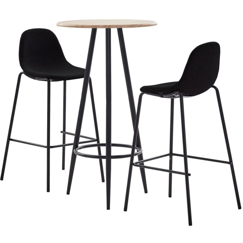 

Juego de Mesa Alta y Taburetes Tela 3 Piezas Negra - Negro - Vidaxl