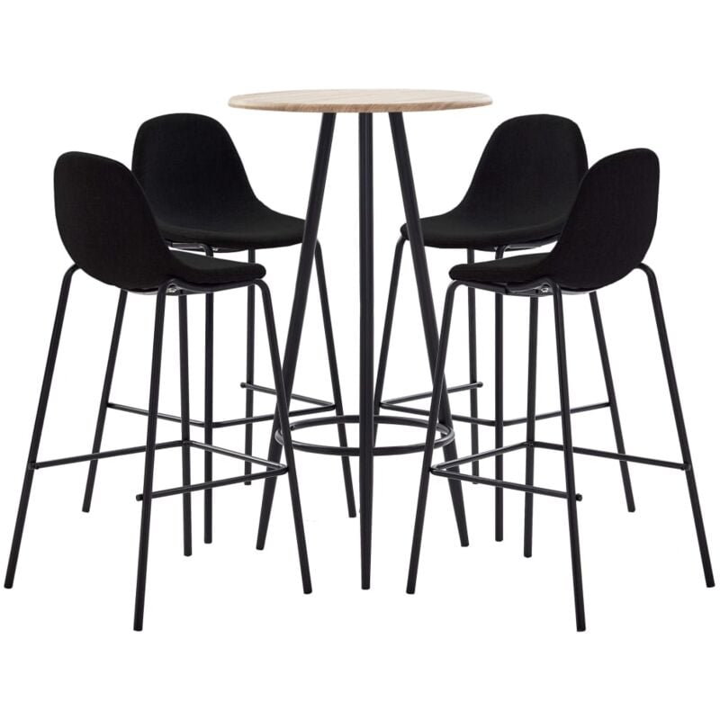 

Juego de Mesa Alta y Taburetes Tela 5 Piezas Negro - Negro - Vidaxl