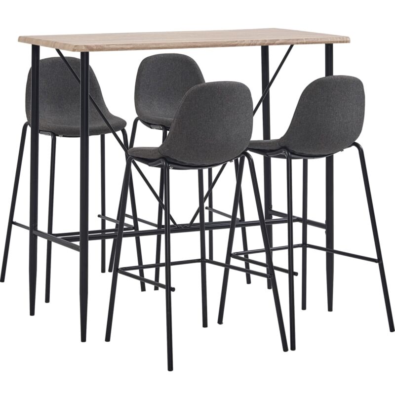 

Juego de Mesa Alta y Taburetes 5 Piezas Tela Gris Oscuro - Gris - Vidaxl