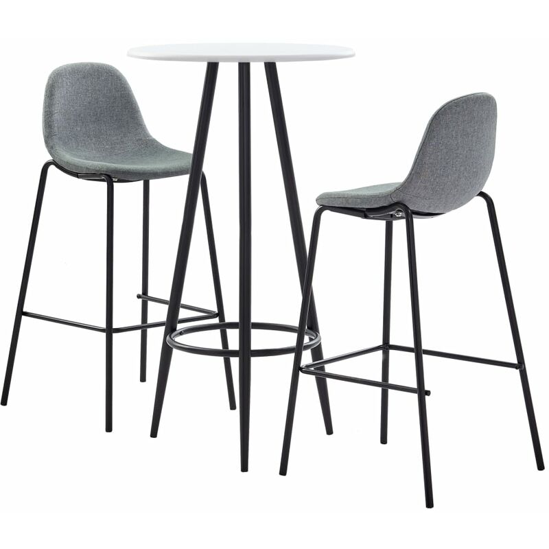 

vidaXL Juego de Mesa Alta y Taburetes Tela 3 Piezas Gris Claro - Gris