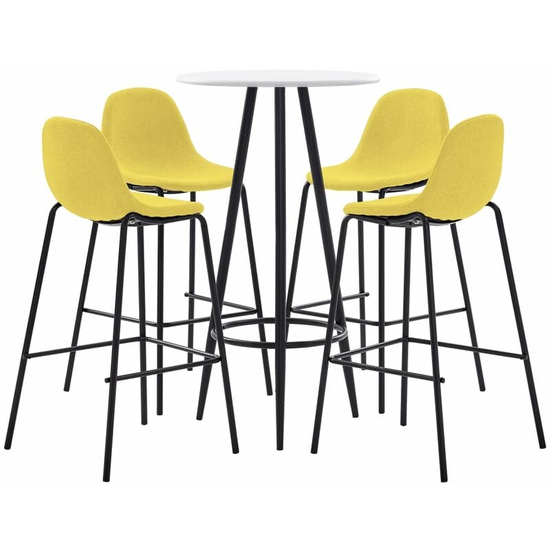 

Juego de Mesa Alta y Taburetes Tela 5 Piezas Amarillo - Amarillo - Vidaxl