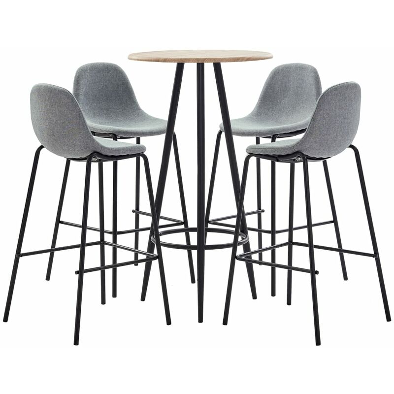 

Juego de Mesa Alta y Taburetes Tela 5 Piezas Gris Claro - Gris - Vidaxl