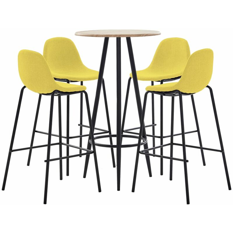 

Juego de Mesa Alta y Taburetes Tela 5 Piezas Amarillo - Amarillo - Vidaxl