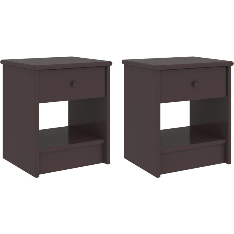 

vidaXL Mesita de noche madera maciza de 35x30x40 cm pino marrón oscuro 2 uds - Marrón
