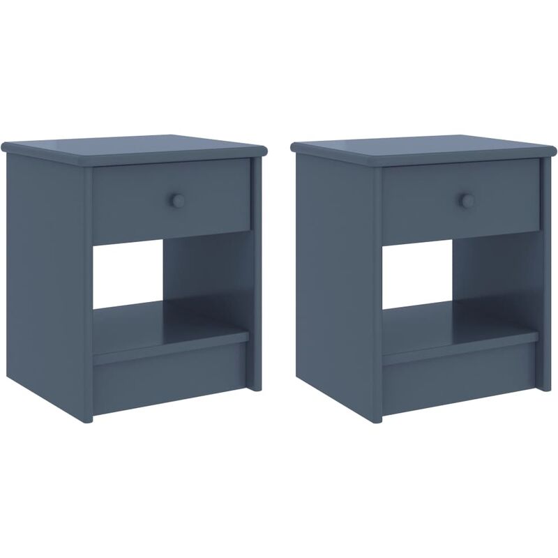 

vidaXL Mesita de noche madera maciza de 35x30x40 cm pino gris claro 2 uds - Gris