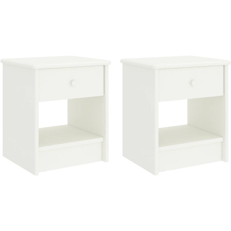 

vidaXL Mesita de noche madera maciza de 35x30x40 cm pino blanco 2 uds - Blanco