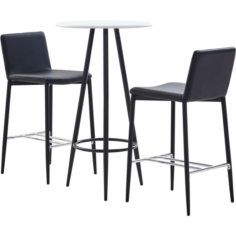 

Set Mesa Alta y Taburetes de Bar Cuero Sintético 3 Piezas Negro - Negro - Vidaxl