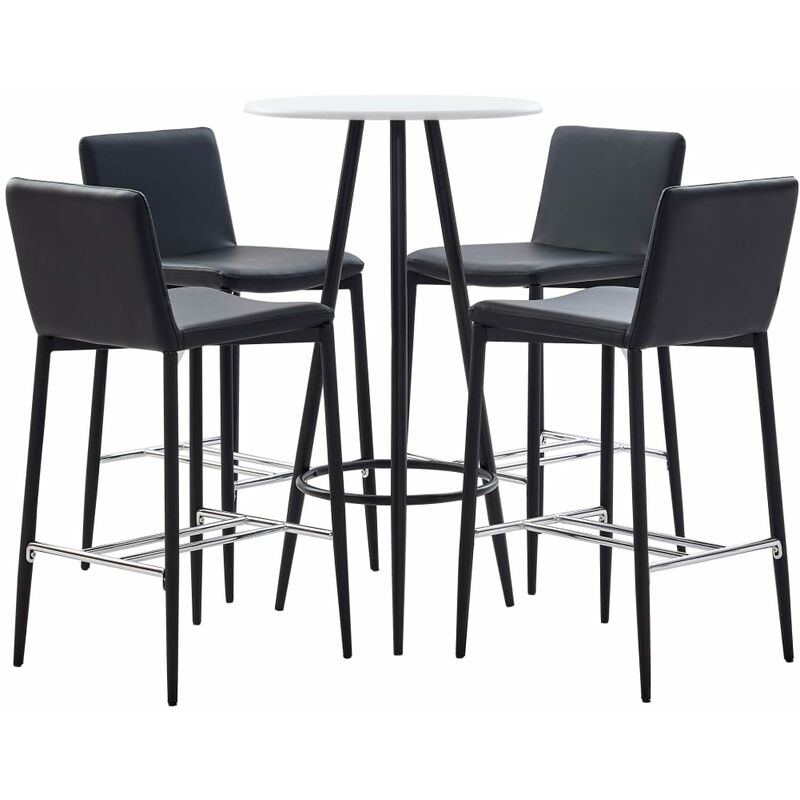 

Set Mesa Alta y Taburetes de Bar Cuero Sintético 5 Piezas Negro - Negro - Vidaxl