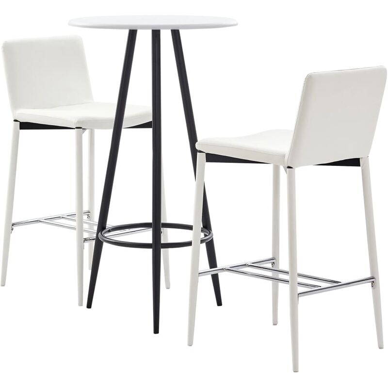 

Set Mesa Alta y Taburetes de Bar Cuero Sintético 3 Piezas Blanco - Blanco - Vidaxl