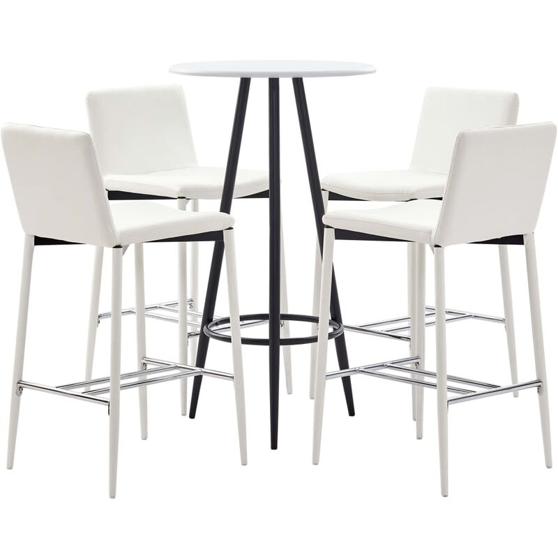 

Set Mesa Alta y Taburetes de Bar Cuero Sintético 5 Piezas Blanco - Blanco - Vidaxl