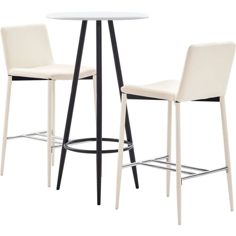 

Set Mesa Alta y Taburetes de Bar Cuero Sintético 3 Piezas Crema - Crema - Vidaxl
