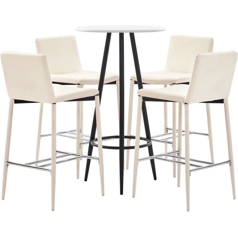 

Set Mesa Alta y Taburetes de Bar Cuero Sintético 5 Piezas Crema - Crema - Vidaxl