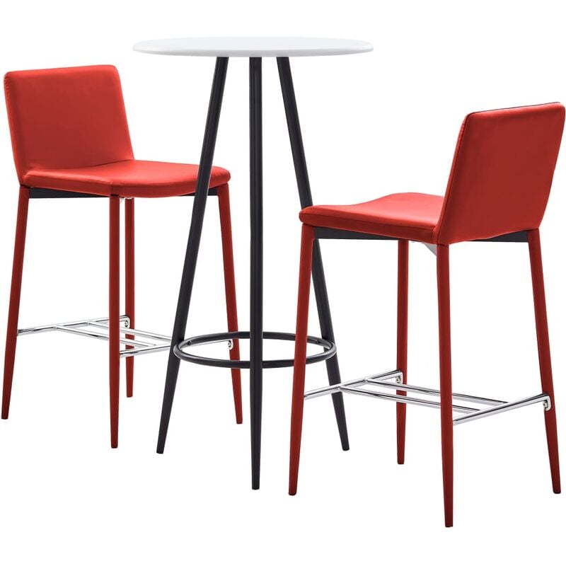

Set Mesa Alta y Taburetes de Bar Cuero Sintético 3 Piezas Rojo - Rojo - Vidaxl