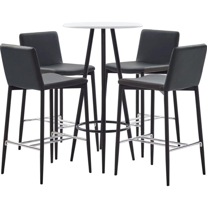 

Set Mesa Alta y Taburetes de Bar Cuero Sintético 5 Piezas Gris - Gris - Vidaxl