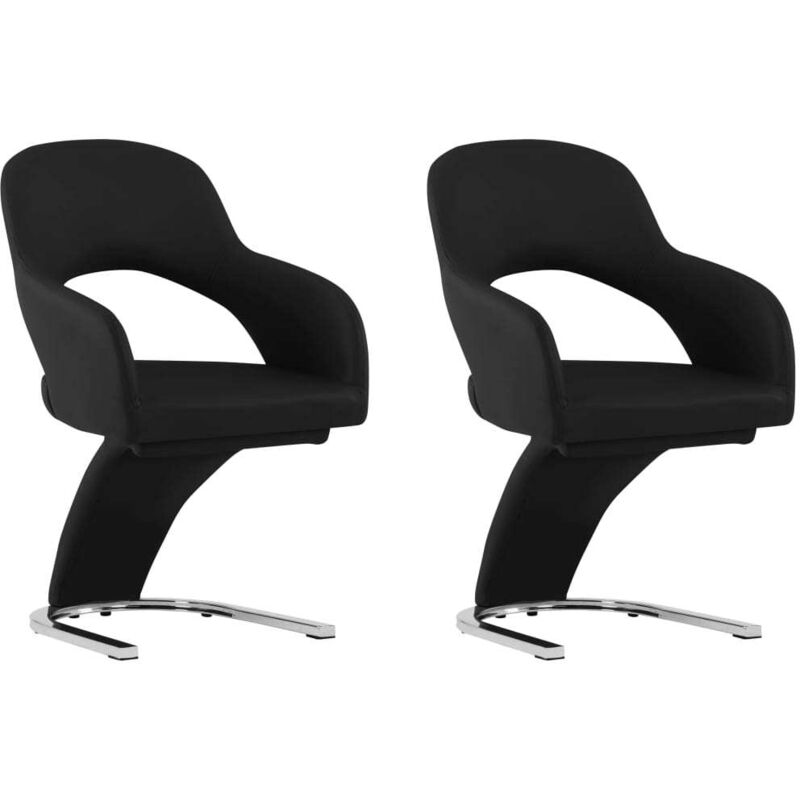 

vidaXL Sillas de Comedor Cuero Sintético 2 Unidades Negro - Negro