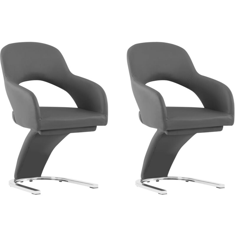 

vidaXL Sillas de Comedor Cuero Sintético 2 Unidades Gris - Gris