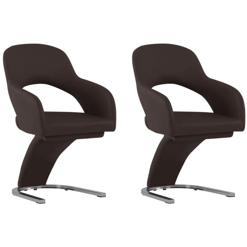 

vidaXL Sillas de Comedor Cuero Sintético 2 Unidades Marrón - Marrón