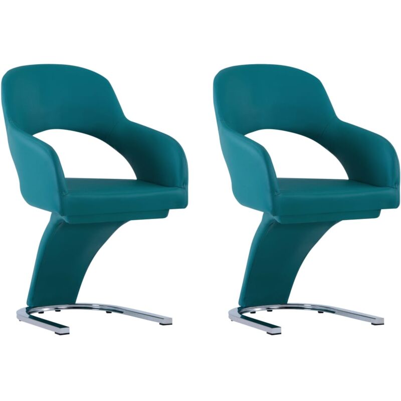 

vidaXL Sillas de Comedor Cuero Sintético 2 Unidades Azul - Azul