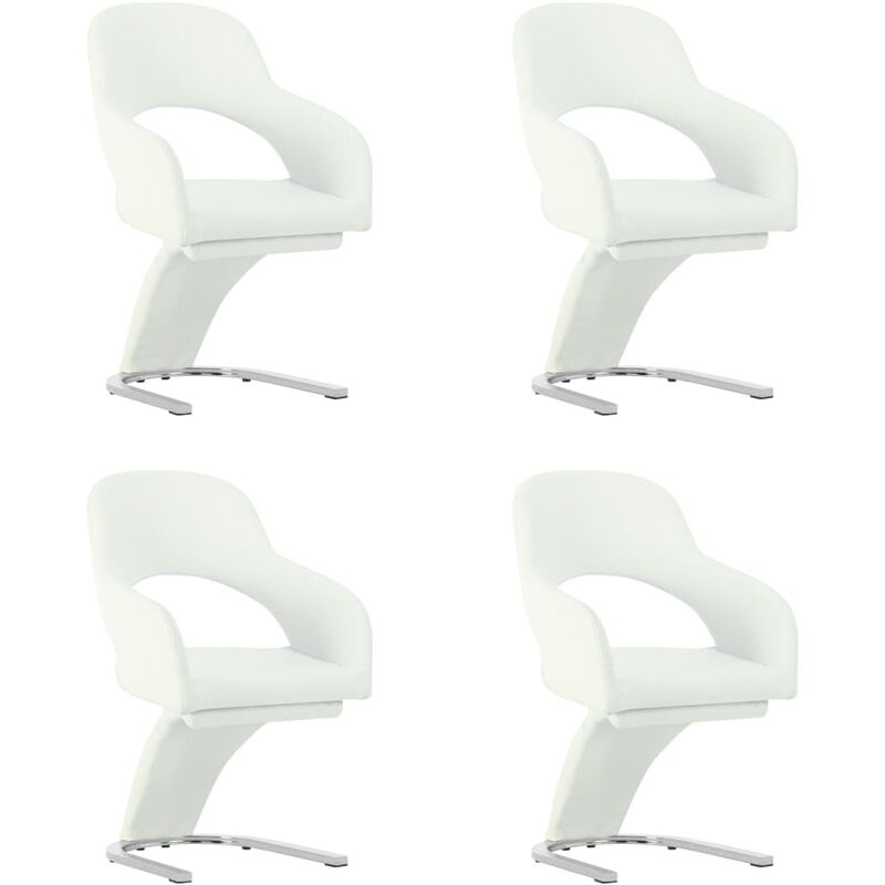 

vidaXL Sillas de Comedor Cuero Sintético 4 Unidades Blanco - Blanco
