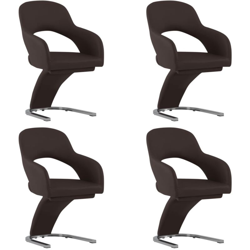

vidaXL Sillas de Comedor Cuero Sintético 4 Unidades Marrón - Marrón