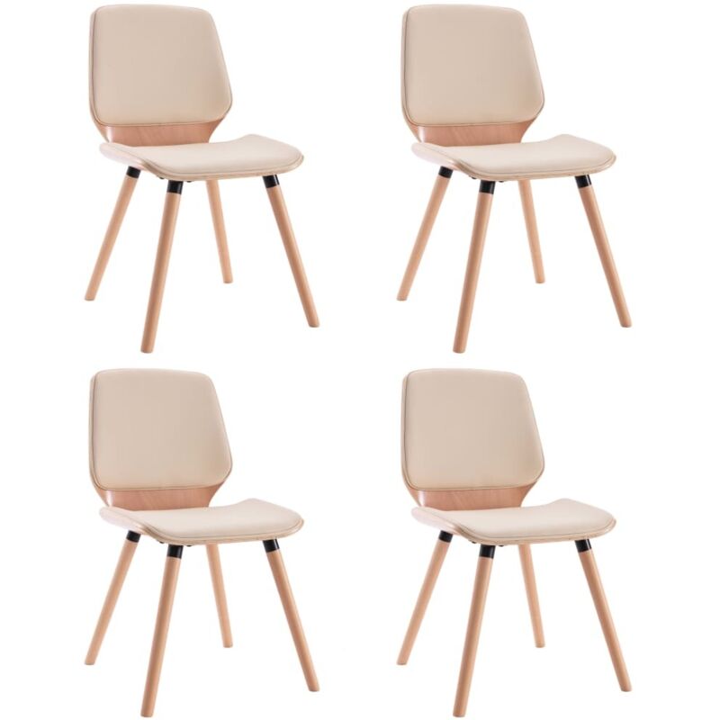 

Sillas de Comedor 4 Unidades Cuero Sintético Crema - Crema - Vidaxl
