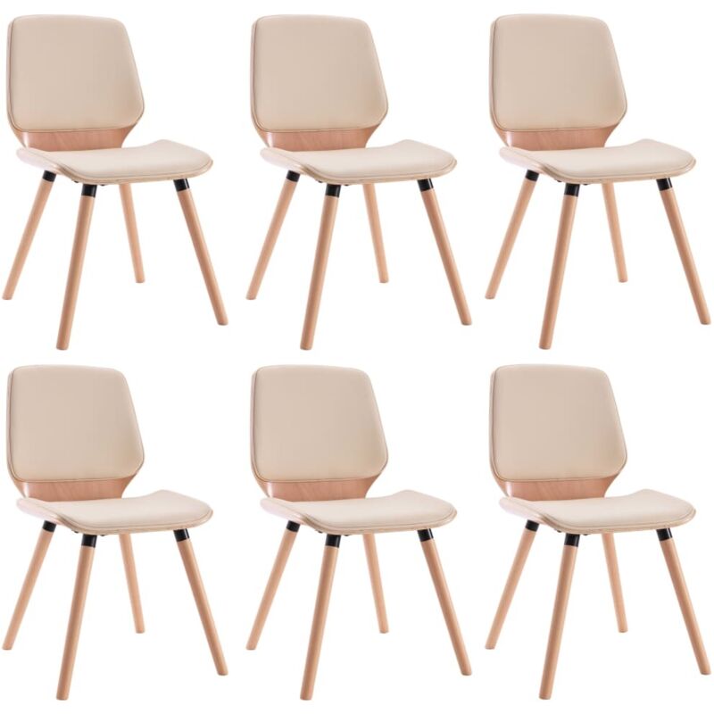 

Sillas de Comedor 6 Unidades Cuero Sintético Crema - Crema - Vidaxl