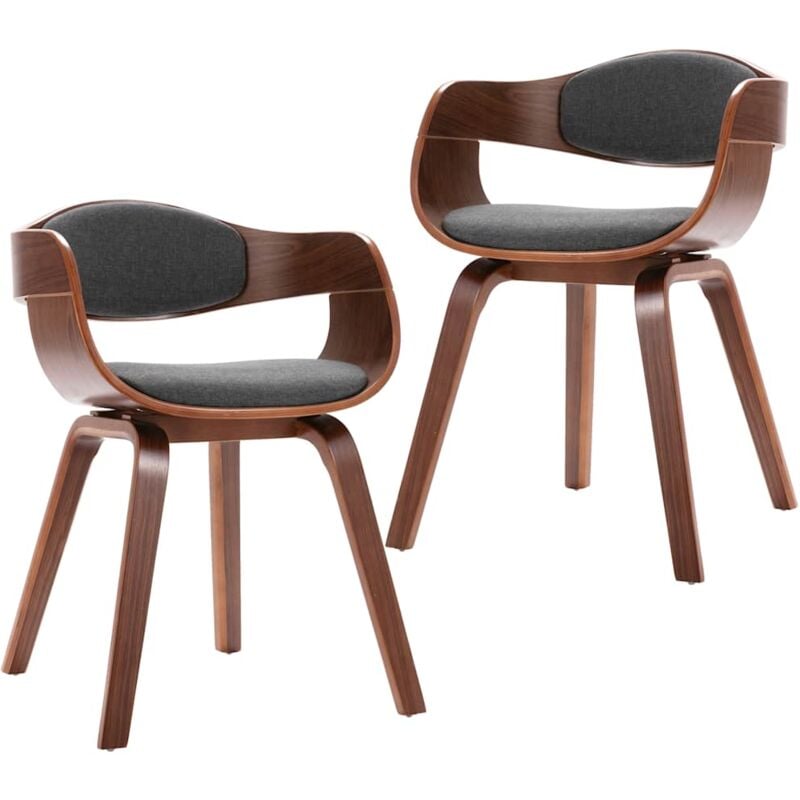 

Madera Curvada Sillas de Comedor 2 Unidades Tela Gris - Gris - Vidaxl