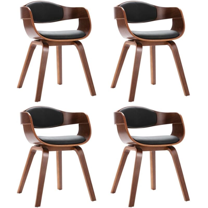 

Madera Curvada Sillas de Comedor 4 Unidades Cuero Sintético Negro y Marrón Oscuro - Negro - Vidaxl