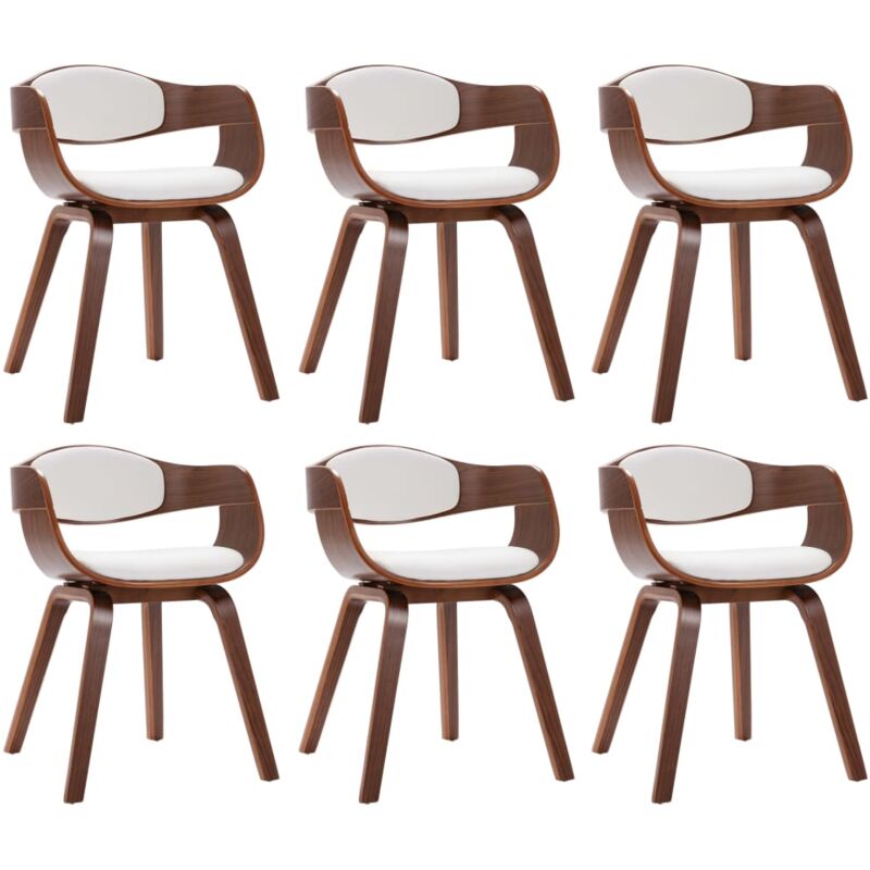 

Madera Curvada Sillas de Comedor 6 Unidades Cuero Sintético Blanco - Blanco - Vidaxl