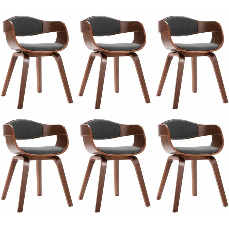 

vidaXL Madera Curvada Sillas de Comedor 6 Unidades Tela Gris - Gris