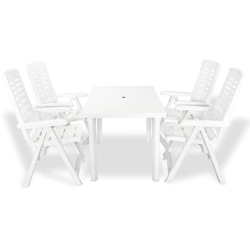 

juego de comedor de jardín 5 piezas plástico blanco - Rogal